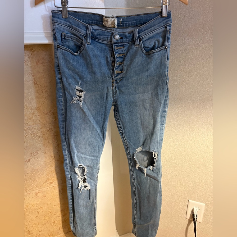 Freepeople Light Blue Button-Fly Jeans